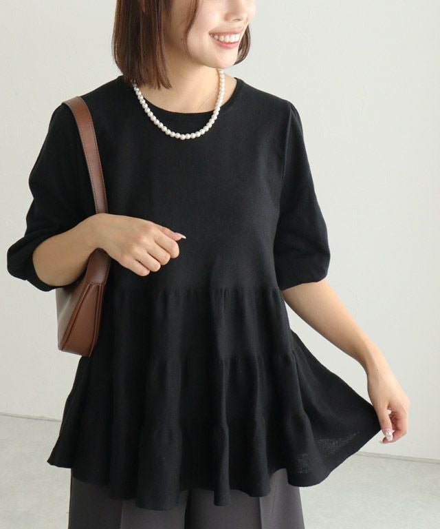 【ピエロ/Pierrot】の【B会場】シアーティアードニット インテリア・キッズ・メンズ・レディースファッション・服の通販 founy(ファウニー) 　ファッション　Fashion　レディースファッション　Fashion for Women　トップス・カットソー　Cut & Sew Tops　ニット　Knit Tops & Sweaters　シアー　Sheer, See-Through　スリーブ　Sleeve, Long Sleeve / Short Sleeve　プチプライス・低価格　Affordable / Budget Price　シアーティアードニット|ID: prp329100004972218 ipo3291000000037284471