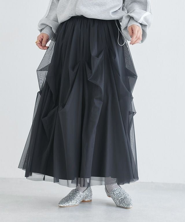 【ピエロ/Pierrot】のECLAM タックデザインチュールスカート インテリア・キッズ・メンズ・レディースファッション・服の通販 founy(ファウニー) 　ファッション　Fashion　レディースファッション　Fashion for Women　スカート　Skirts　エアリー　Airy Texture　コンパクト　Compact, Small Size　チュール　Tulip, Tulip Motif　プチプライス・低価格　Affordable / Budget Price　タックデザインチュールスカート|ID: prp329100004972233 ipo3291000000037284574
