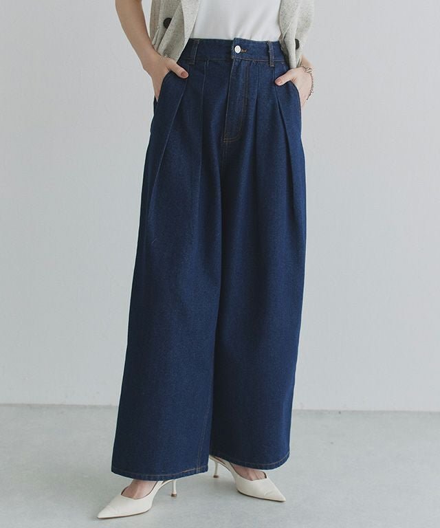 【ピエロ/Pierrot】のECLAM タックデザインデニムパンツ インテリア・キッズ・メンズ・レディースファッション・服の通販 founy(ファウニー) https://founy.com/ ファッション Fashion レディースファッション Fashion for Women パンツ Pants & Trousers デニムパンツ・ジーンズ・美脚デニム Denim Jeans & Pants トレンド Trend, Trending Now フロント Front, Front Design プチプライス・低価格 Affordable / Budget Price リラックス Relax, Relaxed Fit ワイド Wide, Wide Fit |ID: prp329100004972237 ipo3291000000037284599