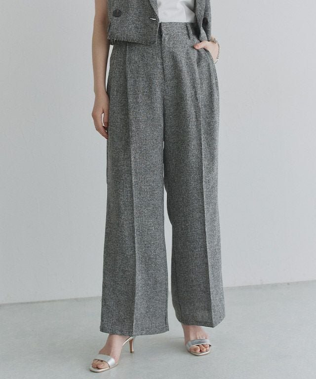 【ピエロ/Pierrot】のECLAM サマーツイードタックパンツ インテリア・キッズ・メンズ・レディースファッション・服の通販 founy(ファウニー) 　ファッション　Fashion　レディースファッション　Fashion for Women　パンツ　Pants & Trousers　おすすめ　Recommended / Our Picks　クラシカル　Classical, Vintage-Inspired　サマー　Summer, Summer Style　シンプル　Simple, Minimal　セットアップ　Set-Up, Coordinated Outfit　ツイード　Twill, Twill Weave　フロント　Front, Front Design　プチプライス・低価格　Affordable / Budget Price　166cm / ブラック / F|ID: prp329100004972250 ipo3291000000037284691