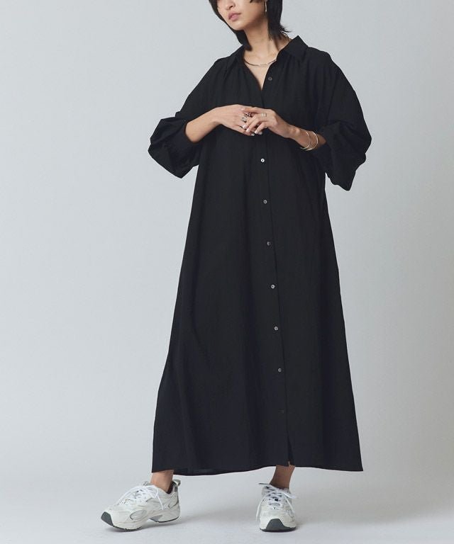 【ピエロ/Pierrot】のRASW ボリュームシャツワンピース インテリア・キッズ・メンズ・レディースファッション・服の通販 founy(ファウニー) 　ファッション　Fashion　レディースファッション　Fashion for Women　ワンピース　Dresses　シャツワンピース / 1枚で着映えコーデ　Shirt Dresses　プチプライス・低価格　Affordable / Budget Price　リゾート　Resort, Vacation Style　ワッシャー　Washer, Crinkled Finish　無地　Plain, Solid Color　166cm / ブラック / M|ID: prp329100004972345 ipo3291000000037285107