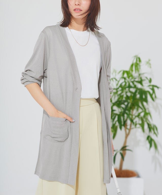 【ピエロ/Pierrot】の接触冷感ロングカーディガン インテリア・キッズ・メンズ・レディースファッション・服の通販 founy(ファウニー) 　ファッション　Fashion　レディースファッション　Fashion for Women　トップス・カットソー　Cut & Sew Tops　カーディガン・羽織り　Layered Style Cardigans　カーディガン　Cardigan, Knitwear　スリット　Slit, Slit Detail　プチプライス・低価格　Affordable / Budget Price　ロング　Long, Long-Length　夏　Summer　167cm / 杢グレー / M|ID: prp329100004972399 ipo3291000000037285327