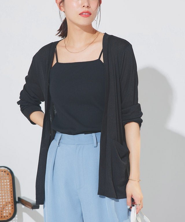 【ピエロ/Pierrot】の接触冷感トッパーカーディガン インテリア・キッズ・メンズ・レディースファッション・服の通販 founy(ファウニー) 　ファッション　Fashion　レディースファッション　Fashion for Women　トップス・カットソー　Cut & Sew Tops　カーディガン・羽織り　Layered Style Cardigans　レディースパーカー・カジュアルフーディー　Casual Hoodies & Sweatshirts　カーディガン　Cardigan, Knitwear　スリット　Slit, Slit Detail　トッパー　Topper, Light Cardigan　プチプライス・低価格　Affordable / Budget Price　夏　Summer　167cm / ブラック / M|ID: prp329100004972404 ipo3291000000037285346