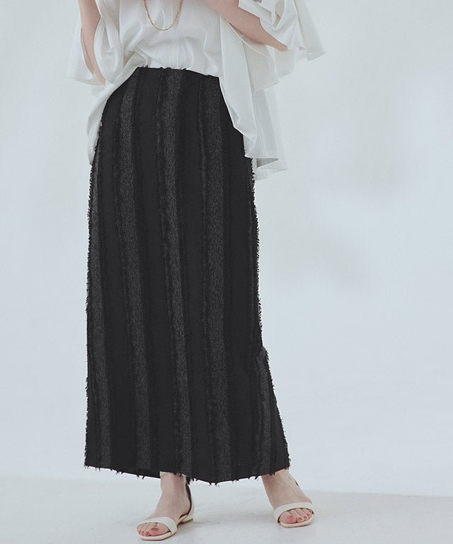 【ピエロ/Pierrot】のRASW ストライプジャカードIラインスカート インテリア・キッズ・メンズ・レディースファッション・服の通販 founy(ファウニー) 　ファッション　Fashion　レディースファッション　Fashion for Women　スカート　Skirts　シンプル　Simple, Minimal　ジャカード／ジャガード　Jacquard, Woven Pattern　ストライプ　Stripe, Striped Pattern　トレンド　Trend, Trending Now　フラット　Flat, Flat Shoes　フリンジ　Fringe, Tassel　プチプライス・低価格　Affordable / Budget Price　[RASW]ストライプジャカードIラインスカート|ID: prp329100004972415 ipo3291000000037285390