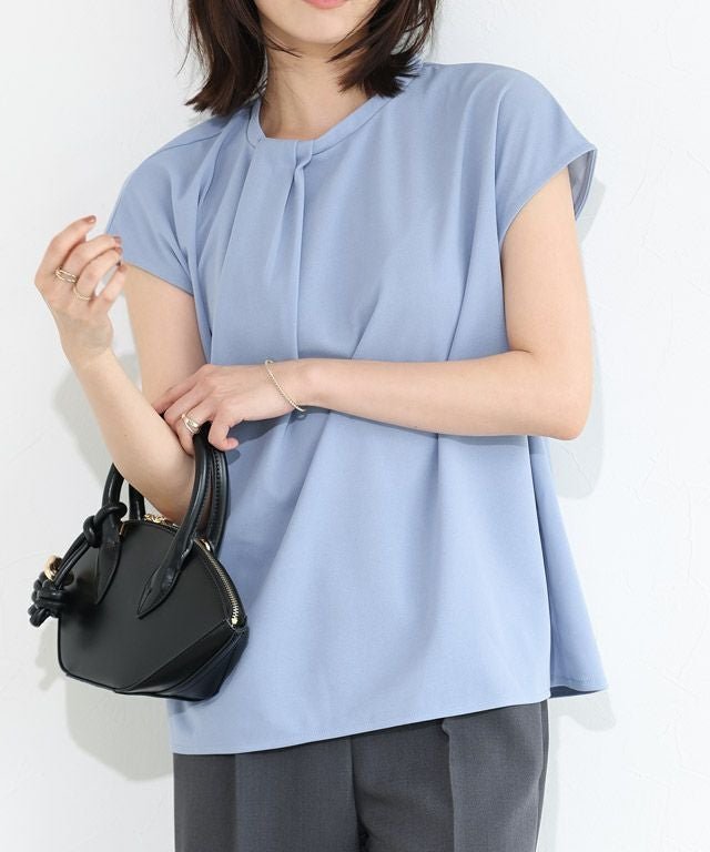 【ピエロ/Pierrot】のタイ風フレンチスリーブTブラウス インテリア・キッズ・メンズ・レディースファッション・服の通販 founy(ファウニー) 　ファッション　Fashion　レディースファッション　Fashion for Women　トップス・カットソー　Cut & Sew Tops　シャツ・ブラウス・オフィスカジュアル　Elegant Blouses & Button-Ups　送料無料　Free Shipping　インナー　Innerwear　カットソー　Cut and Sewn Top　ジャケット　Jacket, Outerwear　ジョーゼット　Georgette, Semi-Sheer Fabric　スリーブ　Sleeve, Long Sleeve / Short Sleeve　フレンチ　French, French Style　プチプライス・低価格　Affordable / Budget Price　エレガント 上品　Elegant　167cm / ブルー / M|ID: prp329100004972489 ipo3291000000037285797