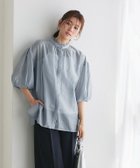【ピエロ/Pierrot】のフリルネックシアーブラウス 166cm / スモークブルー / M|ID: prp329100004972545 ipo3291000000037285992