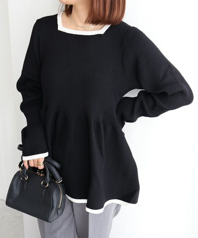 【ピエロ/Pierrot】の配色ペプラムニット インテリア・キッズ・メンズ・レディースファッション・服の通販 founy(ファウニー) https://founy.com/ ファッション Fashion レディースファッション Fashion for Women トップス・カットソー Cut & Sew Tops ニット Knit Tops & Sweaters フェミニン Feminine, Girly プチプライス・低価格 Affordable / Budget Price ペプラム Peplum, Flared Hem |ID: prp329100004972553 ipo3291000000037286022