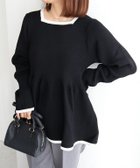 【ピエロ/Pierrot】の配色ペプラムニット 150cm / ブラック×オフホワイト / M|ID: prp329100004972553 ipo3291000000037286024