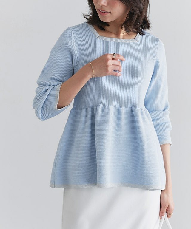 【ピエロ/Pierrot】の配色ペプラムニット インテリア・キッズ・メンズ・レディースファッション・服の通販 founy(ファウニー) 　ファッション　Fashion　レディースファッション　Fashion for Women　トップス・カットソー　Cut & Sew Tops　ニット　Knit Tops & Sweaters　フェミニン　Feminine, Girly　プチプライス・低価格　Affordable / Budget Price　ペプラム　Peplum, Flared Hem　配色ペプラムニット|ID: prp329100004972553 ipo3291000000037286027
