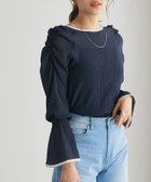 【ピエロ/Pierrot】の配色デザインシャーリングブラウス 166cm / ネイビー×アイボリー / M|ID: prp329100004972594 ipo3291000000037286202