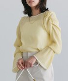 【ピエロ/Pierrot】の配色デザインシャーリングブラウス 167cm / イエロー×アイボリー / M|ID: prp329100004972594 ipo3291000000037286207