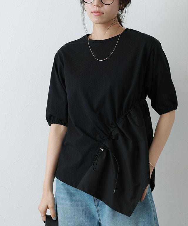 【ピエロ/Pierrot】の異素材ドッキングドロストカットソー インテリア・キッズ・メンズ・レディースファッション・服の通販 founy(ファウニー) https://founy.com/ ファッション Fashion レディースファッション Fashion for Women トップス・カットソー Cut & Sew Tops カットソー・ベーシックTシャツ Cut-and-Sewn Tops / Stretch Tees & Basics カットソー Cut and Sewn Top ドッキング Docking, Mixed Material ドローコード Drawcord, Drawstring Cord プチプライス・低価格 Affordable / Budget Price エレガント 上品 Elegant |ID: prp329100004972631 ipo3291000000037286371