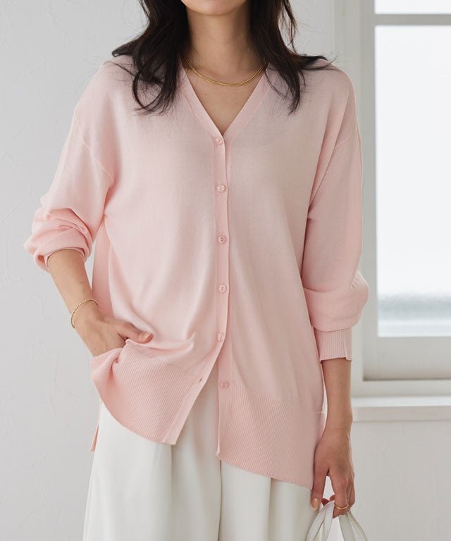 【ピエロ/Pierrot】のUVカット・接触冷感シアーカーディガン インテリア・キッズ・メンズ・レディースファッション・服の通販 founy(ファウニー) 　ファッション　Fashion　レディースファッション　Fashion for Women　トップス・カットソー　Cut & Sew Tops　カーディガン・羽織り　Layered Style Cardigans　カーディガン　Cardigan, Knitwear　シアー　Sheer, See-Through　スリット　Slit, Slit Detail　プチプライス・低価格　Affordable / Budget Price　162cm / ライトピンク / ロング丈 / M|ID: prp329100004972633 ipo3291000000037286392
