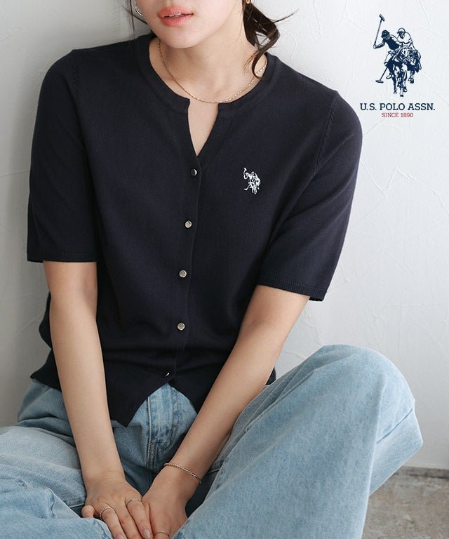 【ピエロ/Pierrot】の【U.S.POLO ASSN.】キーネックデザインカーディガン インテリア・キッズ・メンズ・レディースファッション・服の通販 founy(ファウニー) 　ファッション　Fashion　レディースファッション　Fashion for Women　トップス・カットソー　Cut & Sew Tops　カーディガン・羽織り　Layered Style Cardigans　シンプル　Simple, Minimal　プチプライス・低価格　Affordable / Budget Price　夏　Summer　【U.S.POLO ASSN.】キーネックデザインカーディガン【Pierrot】|ID: prp329100004972686 ipo3291000000037286615