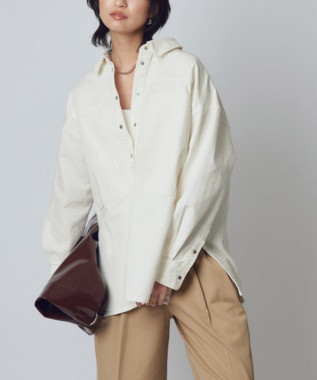 【ピエロ/Pierrot】のRASW デニムプルオーバーシャツ インテリア・キッズ・メンズ・レディースファッション・服の通販 founy(ファウニー) https://founy.com/ ファッション Fashion レディースファッション Fashion for Women トップス・カットソー Cut & Sew Tops シャツ・ブラウス・オフィスカジュアル Elegant Blouses & Button-Ups カジュアルプルオーバー・ニットトップス Pullovers & Knit Tops / Casual Pullovers スリット Slit, Slit Detail デニム Denim, Jeans Material プチプライス・低価格 Affordable / Budget Price ポケット Pocket, Pocket Detail メタル Metal, Metal Parts |ID: prp329100004972748 ipo3291000000037286840