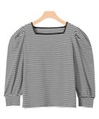 【ピエロ/Pierrot】の【アウトレットSALE!】スクエアネックボーダーTシャツ ブラック|ID: prp329100004972825 ipo3291000000037287225