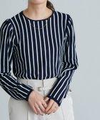 【ピエロ/Pierrot】のシルクタッチストライプニットプルオーバー 大人の最旬トレンドファッション＆コーディネート founy(ファウニー) ファッション Fashion レディースファッション Fashion for Women トップス・カットソー Cut & Sew Tops ニット Knit Tops & Sweaters カジュアルプルオーバー・ニットトップス Pullovers & Knit Tops / Casual Pullovers ギャザー Gathered, Ruffled シルク Silk, 100% Silk シンプル Simple, Minimal ストライプ Stripe, Striped Pattern プチプライス・低価格 Affordable / Budget Price thumbnail ネイビー|ID: prp329100004972835 ipo3291000000037287262