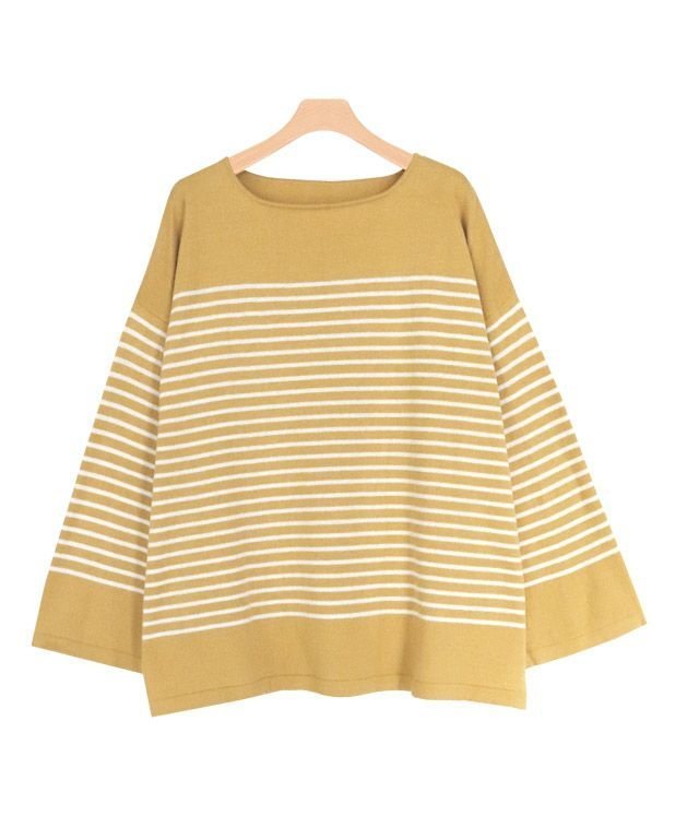 【ピエロ/Pierrot】のオーバーサイズボーダーニット インテリア・キッズ・メンズ・レディースファッション・服の通販 founy(ファウニー) 　ファッション　Fashion　レディースファッション　Fashion for Women　トップス・カットソー　Cut & Sew Tops　ニット　Knit Tops & Sweaters　スリーブ　Sleeve, Long Sleeve / Short Sleeve　プチプライス・低価格　Affordable / Budget Price　ボーダー　Border, Stripe　ルーズ　Loose, Oversized　ワイド　Wide, Wide Fit　ブライトイエロー×オフホワイト|ID: prp329100004972871 ipo3291000000037287425