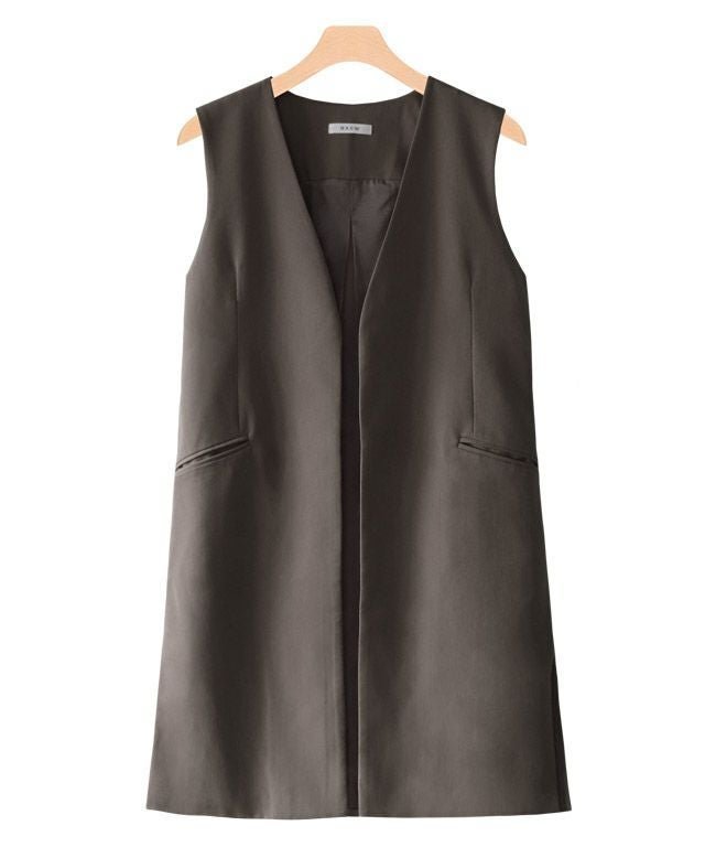 【ピエロ/Pierrot】の【アウトレットSALE!】 RASW ノーカラージレ インテリア・キッズ・メンズ・レディースファッション・服の通販 founy(ファウニー) 　ファッション　Fashion　レディースファッション　Fashion for Women　アウター　Coat / Outerwear Collection　トップス・カットソー　Cut & Sew Tops　ベスト&ジレ / 重ね着スタイル　Vests & Gilets　アウトレット　Outlet / Clearance　スリット　Slit, Slit Detail　トッパー　Topper, Light Cardigan　プチプライス・低価格　Affordable / Budget Price　ボックス　Boxy, Box Shape　エレガント 上品　Elegant　モカーキ|ID: prp329100004972920 ipo3291000000037287682