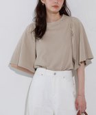 【ピエロ/Pierrot】のギャザースリーブTシャツ 大人の最旬トレンドファッション＆コーディネート founy(ファウニー) ファッション Fashion レディースファッション Fashion for Women トップス・カットソー Cut & Sew Tops シャツ・ブラウス・オフィスカジュアル Elegant Blouses & Button-Ups ロングTシャツ・Tシャツ Longline T-Shirts & Tees 送料無料 Free Shipping ギャザー Gathered, Ruffled シンプル Simple, Minimal スリーブ Sleeve, Long Sleeve / Short Sleeve フレア Flare, Flared プチプライス・低価格 Affordable / Budget Price thumbnail 167cm / サンドベージュ / M|ID: prp329100004972928 ipo3291000000037287723