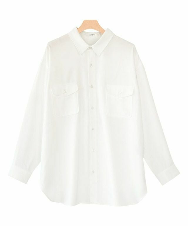 【ピエロ/Pierrot】のRASW リネンライクシャツ インテリア・キッズ・メンズ・レディースファッション・服の通販 founy(ファウニー) 　ファッション　Fashion　レディースファッション　Fashion for Women　トップス・カットソー　Cut & Sew Tops　シャツ・ブラウス・オフィスカジュアル　Elegant Blouses & Button-Ups　フラップ　Flap, Flap Pocket　プチプライス・低価格　Affordable / Budget Price　ポケット　Pocket, Pocket Detail　エレガント 上品　Elegant　ホワイト|ID: prp329100004972948 ipo3291000000037287822
