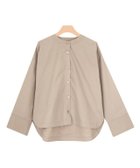 【ピエロ/Pierrot】のバンドカラービッグスリーブブラウス 大人の最旬トレンドファッション＆コーディネート founy(ファウニー) ファッション Fashion レディースファッション Fashion for Women トップス・カットソー Cut & Sew Tops シャツ・ブラウス・オフィスカジュアル Elegant Blouses & Button-Ups カフス Cuff Design スリーブ Sleeve, Long Sleeve / Short Sleeve プチプライス・低価格 Affordable / Budget Price ラウンド Round, Round Neck ロング Long, Long-Length thumbnail グレージュ|ID: prp329100004972952 ipo3291000000037287837