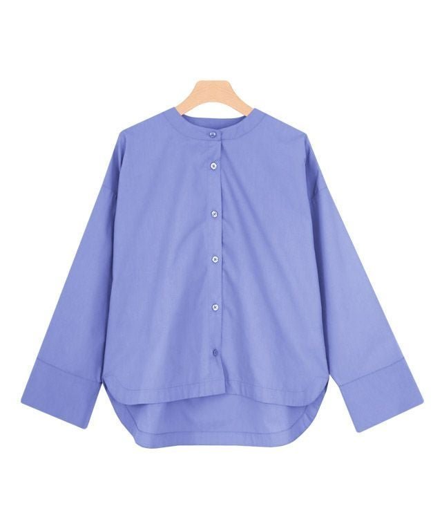 【ピエロ/Pierrot】のバンドカラービッグスリーブブラウス インテリア・キッズ・メンズ・レディースファッション・服の通販 founy(ファウニー) 　ファッション　Fashion　レディースファッション　Fashion for Women　トップス・カットソー　Cut & Sew Tops　シャツ・ブラウス・オフィスカジュアル　Elegant Blouses & Button-Ups　カフス　Cuff Design　スリーブ　Sleeve, Long Sleeve / Short Sleeve　プチプライス・低価格　Affordable / Budget Price　ラウンド　Round, Round Neck　ロング　Long, Long-Length　ブルー|ID: prp329100004972952 ipo3291000000037287839