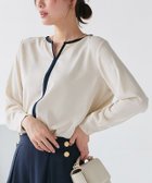 【ピエロ/Pierrot】の配色キーネックブラウス 大人の最旬トレンドファッション＆コーディネート founy(ファウニー) ファッション Fashion レディースファッション Fashion for Women トップス・カットソー Cut & Sew Tops シャツ・ブラウス・オフィスカジュアル Elegant Blouses & Button-Ups シンプル Simple, Minimal パイピング Piping, Trim Design プチプライス・低価格 Affordable / Budget Price エレガント 上品 Elegant thumbnail 167cm / アイボリー×ネイビー / M|ID: prp329100004972967 ipo3291000000037287919