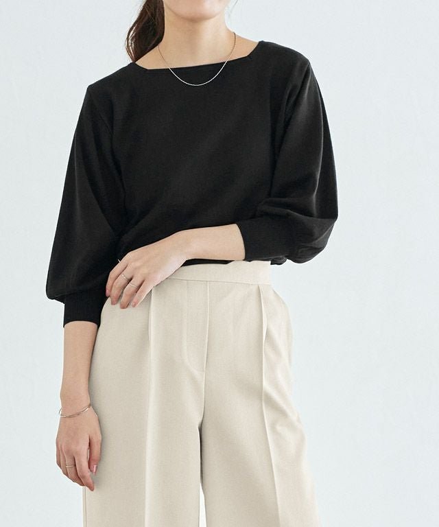 【ピエロ/Pierrot】の選べるネックシルクタッチバルーンニット インテリア・キッズ・メンズ・レディースファッション・服の通販 founy(ファウニー) 　ファッション　Fashion　レディースファッション　Fashion for Women　トップス・カットソー　Cut & Sew Tops　ニット　Knit Tops & Sweaters　シルク　Silk, 100% Silk　シンプル　Simple, Minimal　スクエア　Square, Square Shape　スリーブ　Sleeve, Long Sleeve / Short Sleeve　バルーン　Balloon, Balloon Silhouette　プチプライス・低価格　Affordable / Budget Price　エレガント 上品　Elegant　163cm / ブラック / スクエアネック / M|ID: prp329100004972973 ipo3291000000037287949