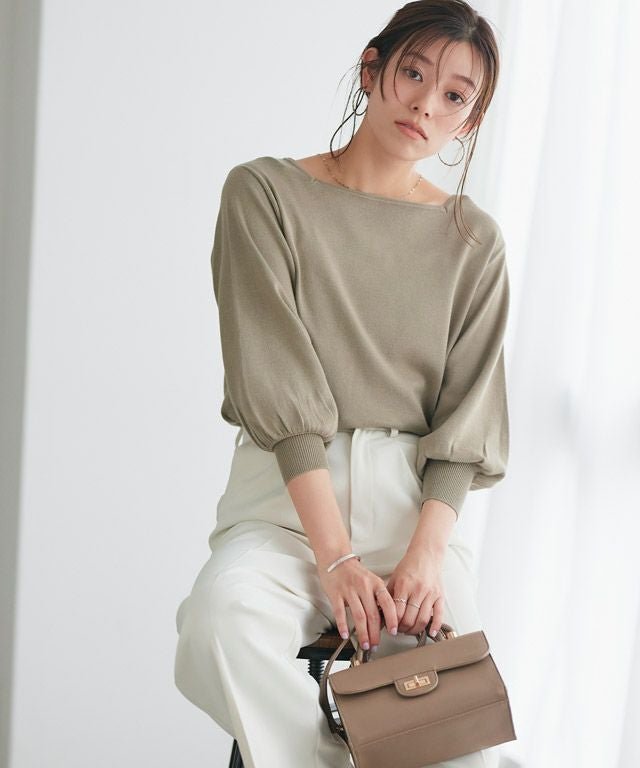 【ピエロ/Pierrot】の選べるネックシルクタッチバルーンニット インテリア・キッズ・メンズ・レディースファッション・服の通販 founy(ファウニー) 　ファッション　Fashion　レディースファッション　Fashion for Women　トップス・カットソー　Cut & Sew Tops　ニット　Knit Tops & Sweaters　シルク　Silk, 100% Silk　シンプル　Simple, Minimal　スクエア　Square, Square Shape　スリーブ　Sleeve, Long Sleeve / Short Sleeve　バルーン　Balloon, Balloon Silhouette　プチプライス・低価格　Affordable / Budget Price　エレガント 上品　Elegant　167cm / グレージュ / スクエアネック / M|ID: prp329100004972973 ipo3291000000037287951