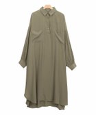 【ピエロ/Pierrot】の【アウトレットSALE!】へンリーネックチュニックシャツワンピース グレージュ|ID: prp329100004972975 ipo3291000000037287963