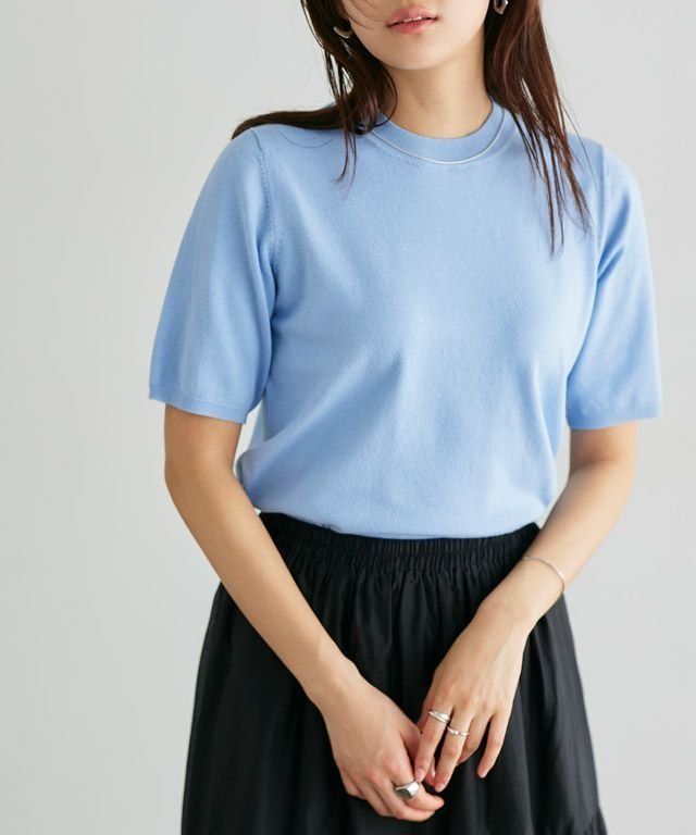 【ピエロ/Pierrot】の【A会場】シルクタッチウォッシャブル半袖ニット インテリア・キッズ・メンズ・レディースファッション・服の通販 founy(ファウニー) 　ファッション　Fashion　レディースファッション　Fashion for Women　トップス・カットソー　Cut & Sew Tops　ニット　Knit Tops & Sweaters　送料無料　Free Shipping　ウォッシャブル　Machine Washable　シルク　Silk, 100% Silk　シンプル　Simple, Minimal　プチプライス・低価格　Affordable / Budget Price　エレガント 上品　Elegant　半袖　Short Sleeve, Half Sleeve　吸水　Absorbent, Quick-Dry　166cm / ライトブルー / M|ID: prp329100004972995 ipo3291000000037288087