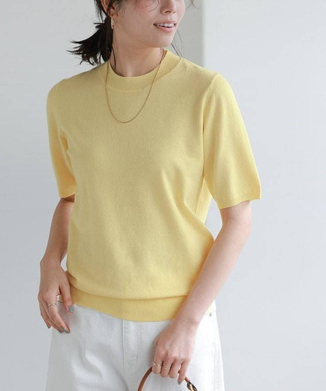 【ピエロ/Pierrot】の【A会場】シルクタッチウォッシャブル半袖ニット インテリア・キッズ・メンズ・レディースファッション・服の通販 founy(ファウニー) 　ファッション　Fashion　レディースファッション　Fashion for Women　トップス・カットソー　Cut & Sew Tops　ニット　Knit Tops & Sweaters　送料無料　Free Shipping　ウォッシャブル　Machine Washable　シルク　Silk, 100% Silk　シンプル　Simple, Minimal　プチプライス・低価格　Affordable / Budget Price　エレガント 上品　Elegant　半袖　Short Sleeve, Half Sleeve　吸水　Absorbent, Quick-Dry　167cm / イエロー / M|ID: prp329100004972995 ipo3291000000037288090