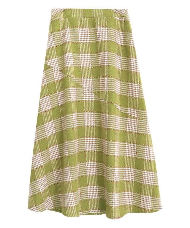 【ピエロ/Pierrot】のウール混チェック柄フレアスカート インテリア・キッズ・メンズ・レディースファッション・服の通販 founy(ファウニー) 　ファッション　Fashion　レディースファッション　Fashion for Women　スカート　Skirts　Aライン・フレアスカート　A-Line & Flared Skirts　チェック　Check, Plaid, Tartan　フレア　Flare, Flared　プチプライス・低価格　Affordable / Budget Price　ピスタチオ|ID: prp329100004973055 ipo3291000000037288362