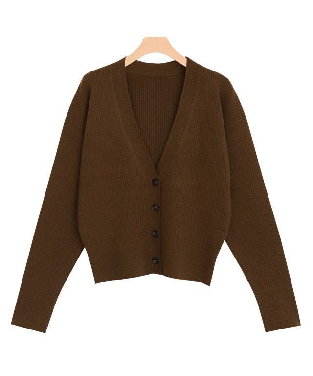 【ピエロ/Pierrot】のRASW クロップド丈リブニットカーディガン インテリア・キッズ・メンズ・レディースファッション・服の通販 founy(ファウニー) 　ファッション　Fashion　レディースファッション　Fashion for Women　トップス・カットソー　Cut & Sew Tops　ニット　Knit Tops & Sweaters　カーディガン・羽織り　Layered Style Cardigans　おすすめ　Recommended / Our Picks　クロップド　Cropped, Short Length　バランス　Balance, Style Balance　フィット　Fit, Slim Fit　プチプライス・低価格　Affordable / Budget Price　ボトム　Bottoms, Lower Wear　ブラウン|ID: prp329100004973066 ipo3291000000037288408