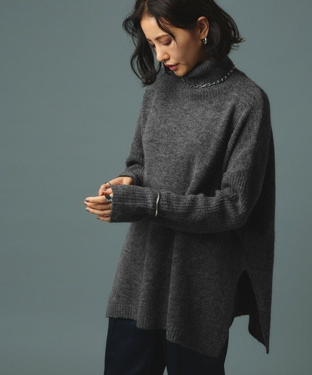 【ピエロ/Pierrot】のRASW アルパカ混タートルネックニット インテリア・キッズ・メンズ・レディースファッション・服の通販 founy(ファウニー) 　ファッション　Fashion　レディースファッション　Fashion for Women　トップス・カットソー　Cut & Sew Tops　ニット　Knit Tops & Sweaters　タートルネック・ハイネックトップス　Turtlenecks & High-Neck Tops　スリット　Slit, Slit Detail　タートルネック　Turtleneck, High Neck　プチプライス・低価格　Affordable / Budget Price　チャコール|ID: prp329100004973067 ipo3291000000037288414
