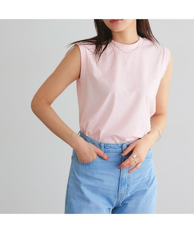 【ピエロ/Pierrot】のノースリーブカットソー [Pierrot] インテリア・キッズ・メンズ・レディースファッション・服の通販 founy(ファウニー) 　ファッション　Fashion　レディースファッション　Fashion for Women　トップス・カットソー　Cut & Sew Tops　キャミソール&ノースリーブ　Camisoles & Sleeveless Tops　カットソー・ベーシックTシャツ　Cut-and-Sewn Tops / Stretch Tees & Basics　カットソー　Cut and Sewn Top　ノースリーブ　Sleeveless, No-Sleeve　バランス　Balance, Style Balance　プチプライス・低価格　Affordable / Budget Price　166cm / パウダーピンク / M|ID: prp329100004973089 ipo3291000000037288517