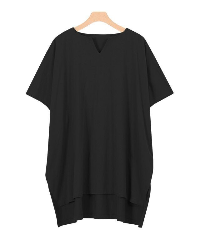 【ピエロ/Pierrot】の【アウトレットSALE!】キーネックオーバーTシャツ インテリア・キッズ・メンズ・レディースファッション・服の通販 founy(ファウニー) 　ファッション　Fashion　レディースファッション　Fashion for Women　トップス・カットソー　Cut & Sew Tops　シャツ・ブラウス・オフィスカジュアル　Elegant Blouses & Button-Ups　ロングTシャツ・Tシャツ　Longline T-Shirts & Tees　アウトレット　Outlet / Clearance　なめらか　Smooth, Silky Texture　バランス　Balance, Style Balance　プチプライス・低価格　Affordable / Budget Price　ブラック|ID: prp329100004973104 ipo3291000000037288590