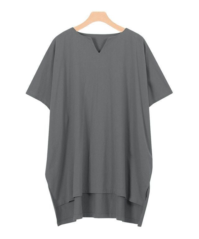 【ピエロ/Pierrot】の【アウトレットSALE!】キーネックオーバーTシャツ インテリア・キッズ・メンズ・レディースファッション・服の通販 founy(ファウニー) 　ファッション　Fashion　レディースファッション　Fashion for Women　トップス・カットソー　Cut & Sew Tops　シャツ・ブラウス・オフィスカジュアル　Elegant Blouses & Button-Ups　ロングTシャツ・Tシャツ　Longline T-Shirts & Tees　アウトレット　Outlet / Clearance　なめらか　Smooth, Silky Texture　バランス　Balance, Style Balance　プチプライス・低価格　Affordable / Budget Price　チャコール|ID: prp329100004973104 ipo3291000000037288591