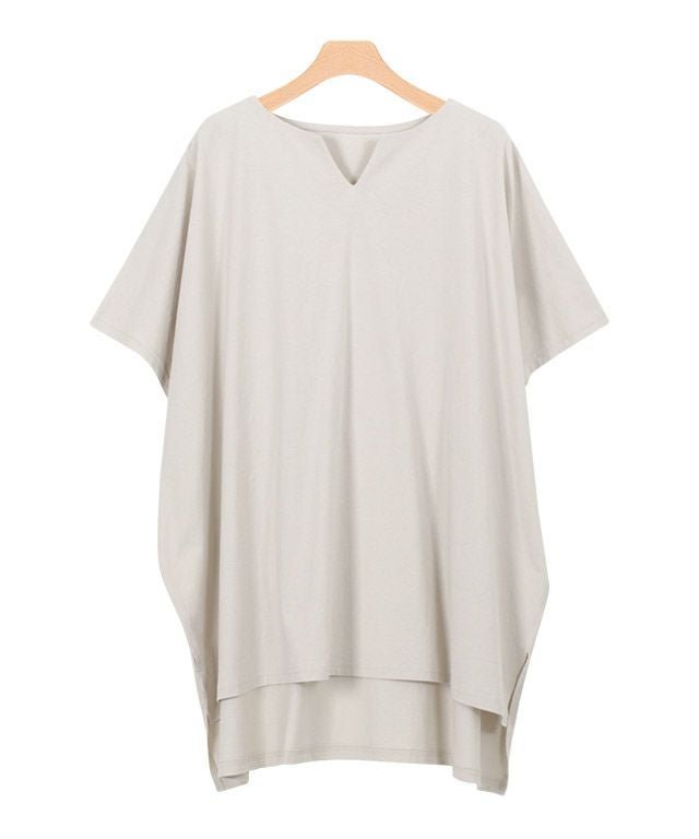 【ピエロ/Pierrot】の【アウトレットSALE!】キーネックオーバーTシャツ インテリア・キッズ・メンズ・レディースファッション・服の通販 founy(ファウニー) 　ファッション　Fashion　レディースファッション　Fashion for Women　トップス・カットソー　Cut & Sew Tops　シャツ・ブラウス・オフィスカジュアル　Elegant Blouses & Button-Ups　ロングTシャツ・Tシャツ　Longline T-Shirts & Tees　アウトレット　Outlet / Clearance　なめらか　Smooth, Silky Texture　バランス　Balance, Style Balance　プチプライス・低価格　Affordable / Budget Price　グレージュ|ID: prp329100004973104 ipo3291000000037288592