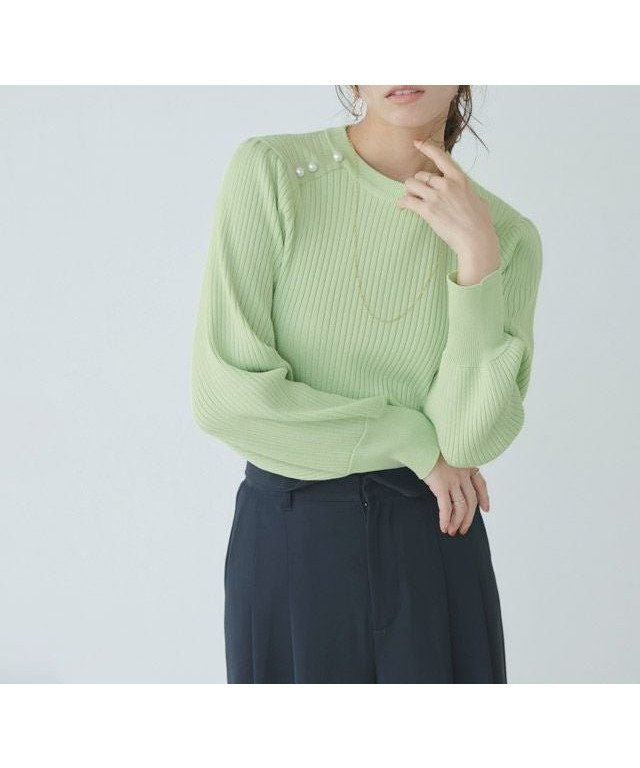 【ピエロ/Pierrot】の【アウトレットSALE!】ショルダーパールボタンニット インテリア・キッズ・メンズ・レディースファッション・服の通販 founy(ファウニー) 　ファッション　Fashion　レディースファッション　Fashion for Women　トップス・カットソー　Cut & Sew Tops　ニット　Knit Tops & Sweaters　アウトレット　Outlet / Clearance　パール　Pearl, Pearl Accent　プチプライス・低価格　Affordable / Budget Price　ミント|ID: prp329100004973175 ipo3291000000037289066