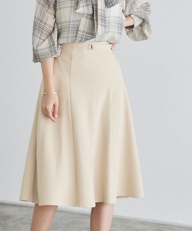 【ピエロ/Pierrot】の2丈から選べるベルト付きフレアスカート インテリア・キッズ・メンズ・レディースファッション・服の通販 founy(ファウニー) 　ファッション　Fashion　レディースファッション　Fashion for Women　スカート　Skirts　Aライン・フレアスカート　A-Line & Flared Skirts　ベルト&ウエストマーク　Belts & Waist Accessories　ストレッチ　Stretch, Stretchy Fabric　フェミニン　Feminine, Girly　フレア　Flare, Flared　プチプライス・低価格　Affordable / Budget Price　エレガント 上品　Elegant　ライトベージュ|ID: prp329100004973210 ipo3291000000037289202