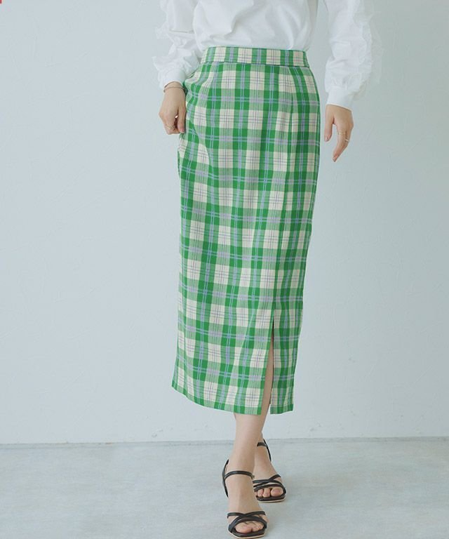 【ピエロ/Pierrot】の【A会場】スリットナロースカート インテリア・キッズ・メンズ・レディースファッション・服の通販 founy(ファウニー) 　ファッション　Fashion　レディースファッション　Fashion for Women　スカート　Skirts　送料無料　Free Shipping　シンプル　Simple, Minimal　スリット　Slit, Slit Detail　プチプライス・低価格　Affordable / Budget Price　チェック|ID: prp329100004973226 ipo3291000000037289261