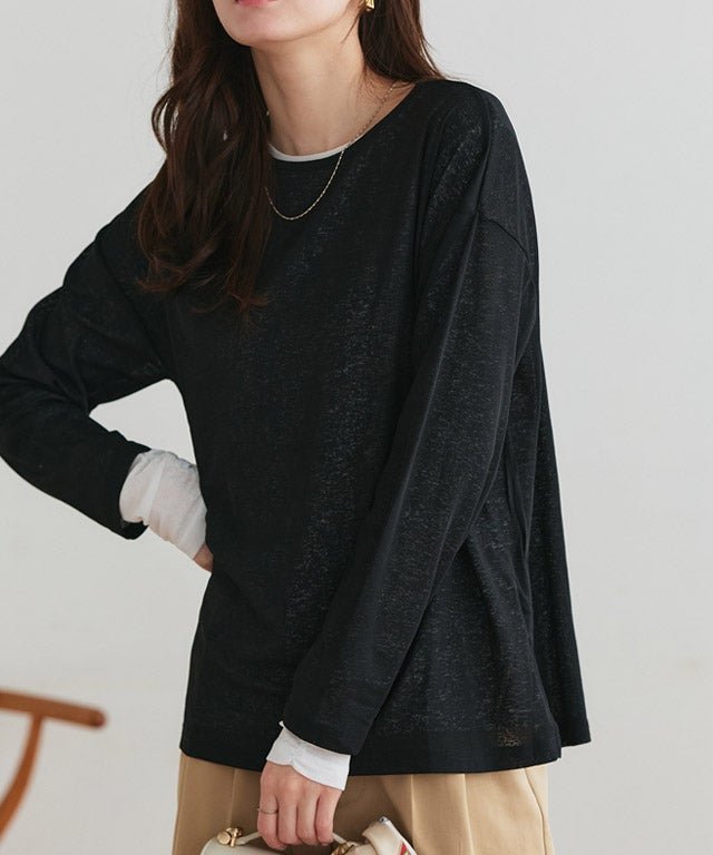 【ピエロ/Pierrot】のシアーロングスリーブTシャツ トップス レディース インテリア・キッズ・メンズ・レディースファッション・服の通販 founy(ファウニー) 　ファッション　Fashion　レディースファッション　Fashion for Women　トップス・カットソー　Cut & Sew Tops　シャツ・ブラウス・オフィスカジュアル　Elegant Blouses & Button-Ups　ロングTシャツ・Tシャツ　Longline T-Shirts & Tees　送料無料　Free Shipping　インナー　Innerwear　シアー　Sheer, See-Through　トレンド　Trend, Trending Now　プチプライス・低価格　Affordable / Budget Price　ベスト　Vest, Waistcoat　ベーシック　Basic, Essential　167cm / ブラック / M|ID: prp329100004973234 ipo3291000000037289286