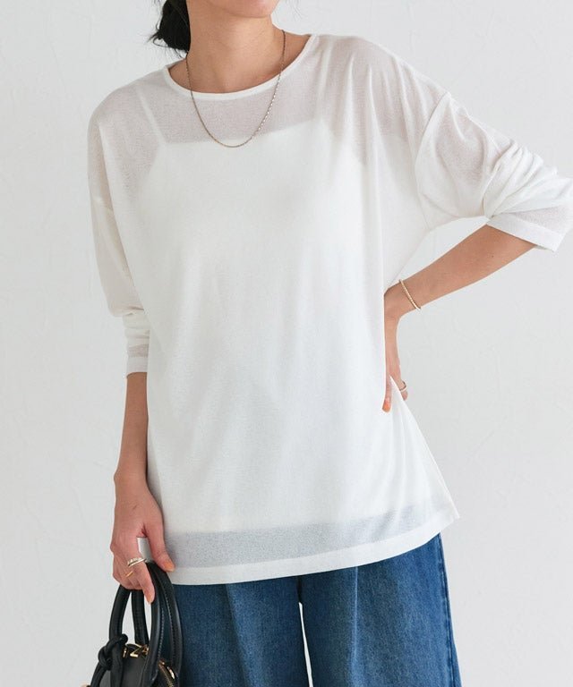 【ピエロ/Pierrot】のシアーロングスリーブTシャツ トップス レディース インテリア・キッズ・メンズ・レディースファッション・服の通販 founy(ファウニー) 　ファッション　Fashion　レディースファッション　Fashion for Women　トップス・カットソー　Cut & Sew Tops　シャツ・ブラウス・オフィスカジュアル　Elegant Blouses & Button-Ups　ロングTシャツ・Tシャツ　Longline T-Shirts & Tees　送料無料　Free Shipping　インナー　Innerwear　シアー　Sheer, See-Through　トレンド　Trend, Trending Now　プチプライス・低価格　Affordable / Budget Price　ベスト　Vest, Waistcoat　ベーシック　Basic, Essential　162cm / オフホワイト / M|ID: prp329100004973234 ipo3291000000037289289