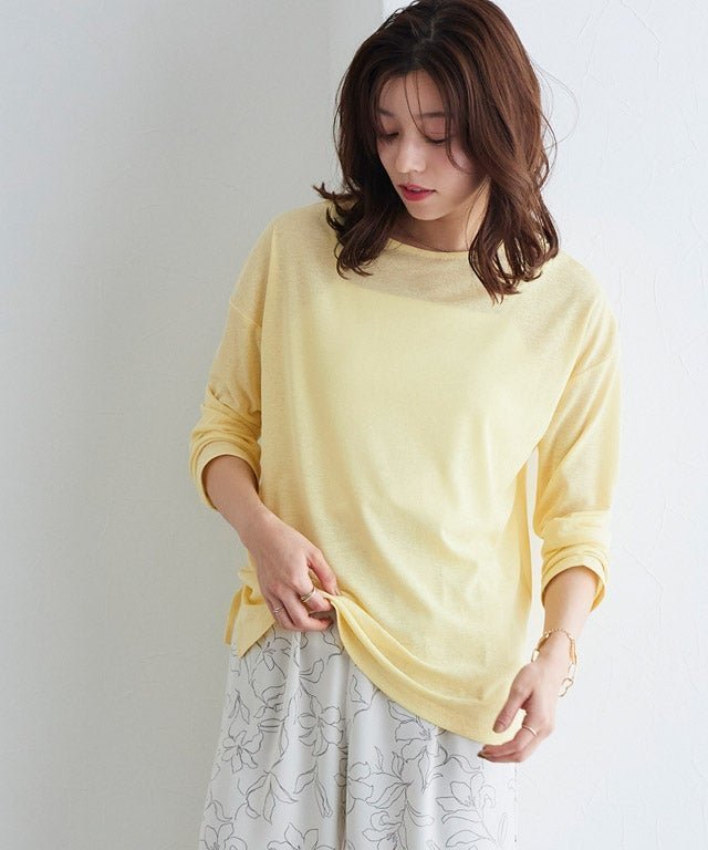 【ピエロ/Pierrot】のシアーロングスリーブTシャツ トップス レディース インテリア・キッズ・メンズ・レディースファッション・服の通販 founy(ファウニー) 　ファッション　Fashion　レディースファッション　Fashion for Women　トップス・カットソー　Cut & Sew Tops　シャツ・ブラウス・オフィスカジュアル　Elegant Blouses & Button-Ups　ロングTシャツ・Tシャツ　Longline T-Shirts & Tees　送料無料　Free Shipping　インナー　Innerwear　シアー　Sheer, See-Through　トレンド　Trend, Trending Now　プチプライス・低価格　Affordable / Budget Price　ベスト　Vest, Waistcoat　ベーシック　Basic, Essential　167cm / イエロー / M|ID: prp329100004973234 ipo3291000000037289293