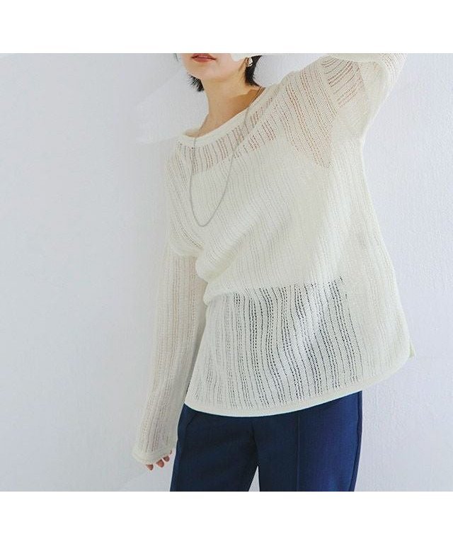 【ピエロ/Pierrot】のRASW シアーストライプニット インテリア・キッズ・メンズ・レディースファッション・服の通販 founy(ファウニー) 　ファッション　Fashion　レディースファッション　Fashion for Women　トップス・カットソー　Cut & Sew Tops　ニット　Knit Tops & Sweaters　シアー　Sheer, See-Through　ストライプ　Stripe, Striped Pattern　スリット　Slit, Slit Detail　スリーブ　Sleeve, Long Sleeve / Short Sleeve　プチプライス・低価格　Affordable / Budget Price　ルーズ　Loose, Oversized　ワイド　Wide, Wide Fit　[RASW] シアーストライプニット|ID: prp329100004973237 ipo3291000000037289301