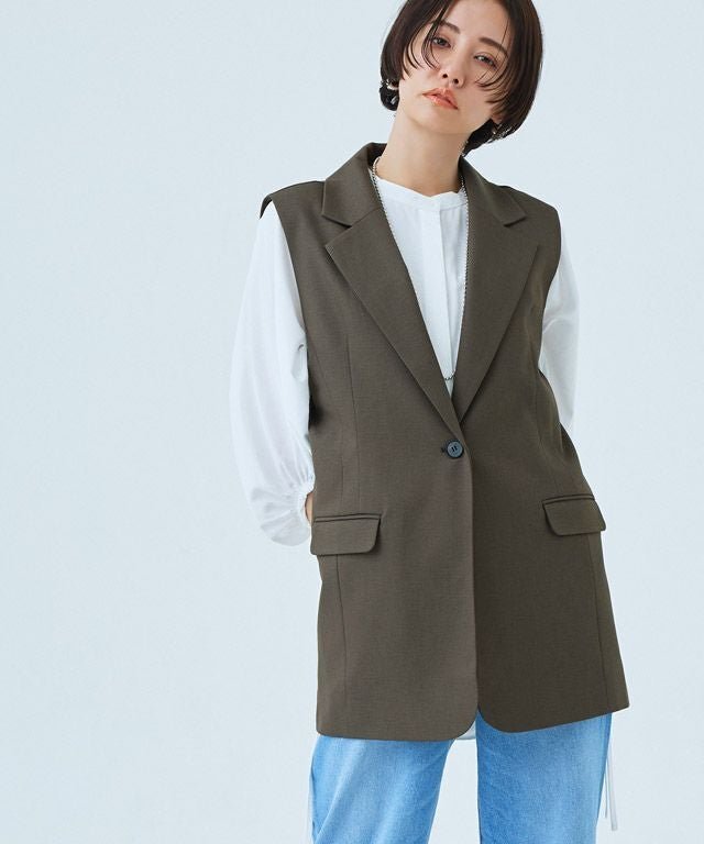 【ピエロ/Pierrot】のRASW テーラードジレ インテリア・キッズ・メンズ・レディースファッション・服の通販 founy(ファウニー) 　ファッション　Fashion　レディースファッション　Fashion for Women　アウター　Coat / Outerwear Collection　トップス・カットソー　Cut & Sew Tops　ベスト&ジレ / 重ね着スタイル　Vests & Gilets　カットソー　Cut and Sewn Top　シンプル　Simple, Minimal　トレンド　Trend, Trending Now　プチプライス・低価格　Affordable / Budget Price　マニッシュ　Mannish, Boyish　杢ブラウン|ID: prp329100004973246 ipo3291000000037289332