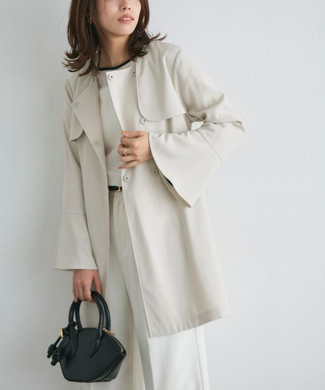 【ピエロ/Pierrot】のフレアスリーブライトアウター インテリア・キッズ・メンズ・レディースファッション・服の通販 founy(ファウニー) 　ファッション　Fashion　レディースファッション　Fashion for Women　アウター　Coat / Outerwear Collection　レディースジャケット・軽アウター　Jackets　スリーブ　Sleeve, Long Sleeve / Short Sleeve　フレア　Flare, Flared　プチプライス・低価格　Affordable / Budget Price　ミドル　Middle Length, Mid Height　ロング　Long, Long-Length　167cm / アイボリー / M|ID: prp329100004973254 ipo3291000000037289364