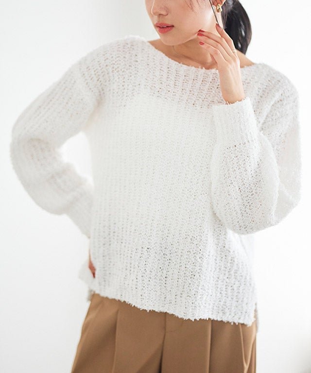 【ピエロ/Pierrot】のリボンヤーンボートネックニット 大人の最旬トレンドファッション＆コーディネート founy(ファウニー) 　ファッション　Fashion　レディースファッション　Fashion for Women　トップス・カットソー　Cut & Sew Tops　ニット　Knit Tops & Sweaters　シンプル　Simple, Minimal　スリット　Slit, Slit Detail　プチプライス・低価格　Affordable / Budget Price　リボン　Ribbon, Bow　 other-1|ID: prp329100004973268 ipo3291000000037289414